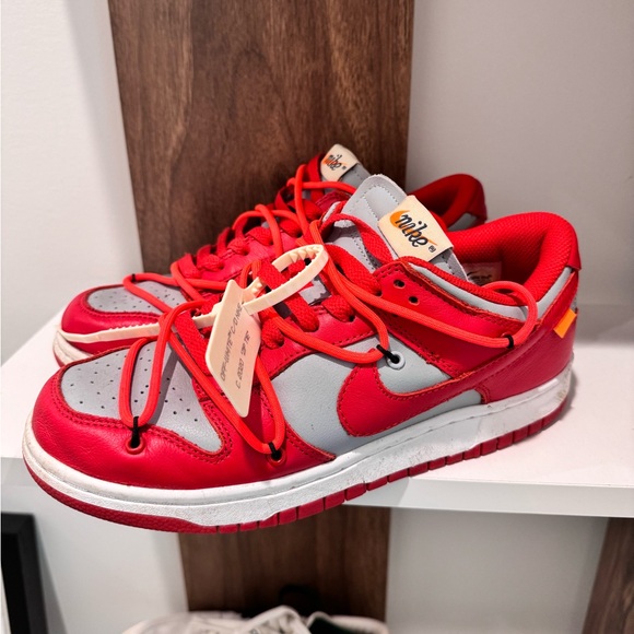 Nike Dunk Low Off-White University Red Men Shoe - Picture 2 of 3